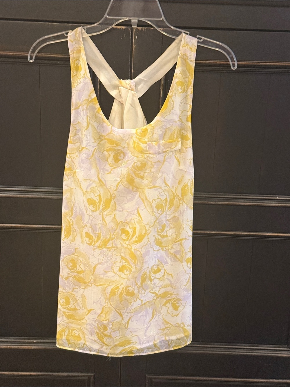 The Limited Yellow and White Floral Tie-Back Tank